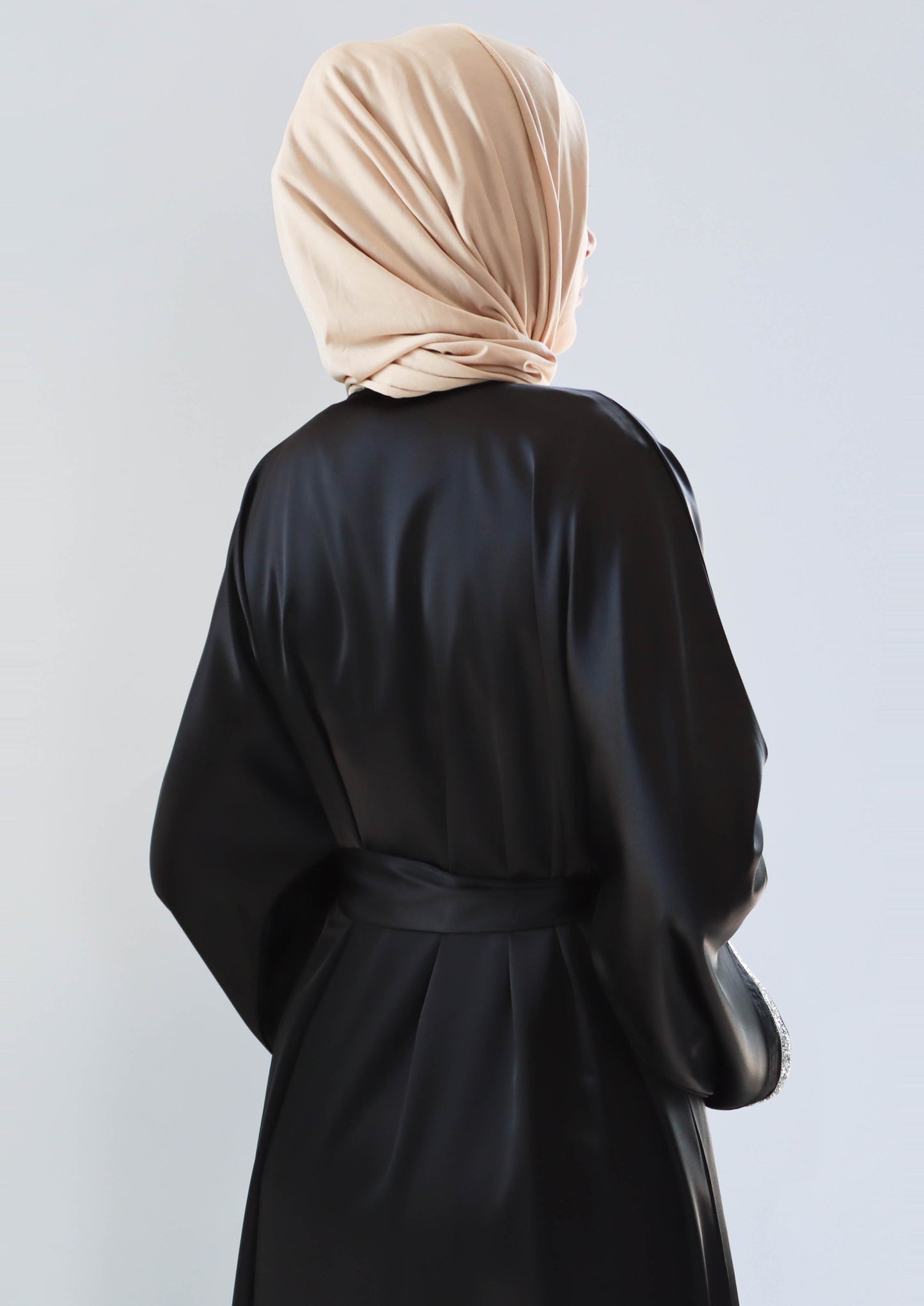 003 SATIN DIAMONDS OPEN ABAYA