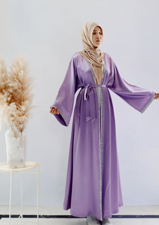 008 SATIN DIAMONDS OPEN ABAYA