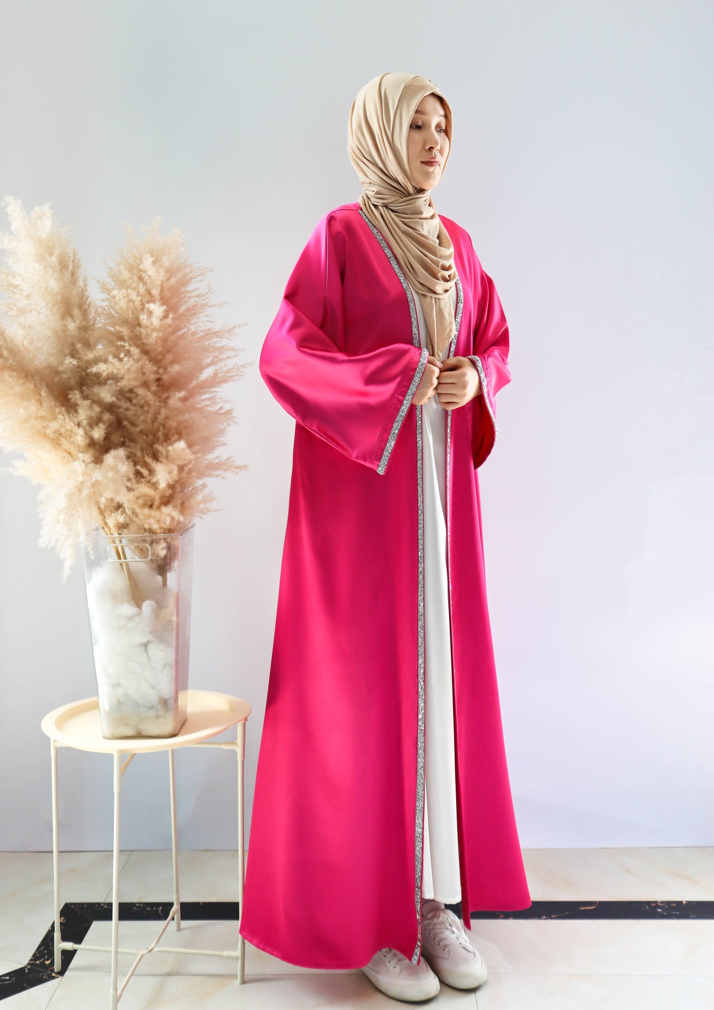 009 SATIN DIAMONDS OPEN ABAYA