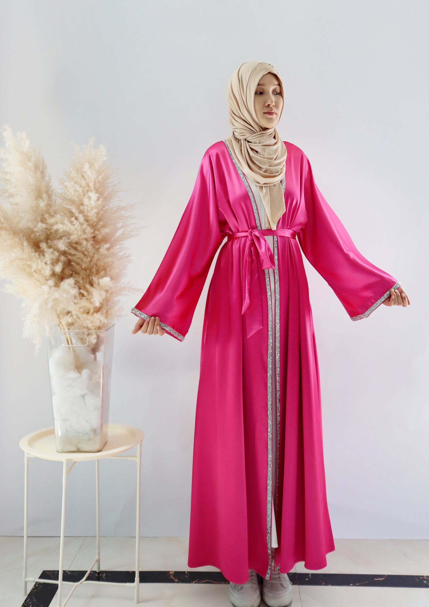 009 SATIN DIAMONDS OPEN ABAYA