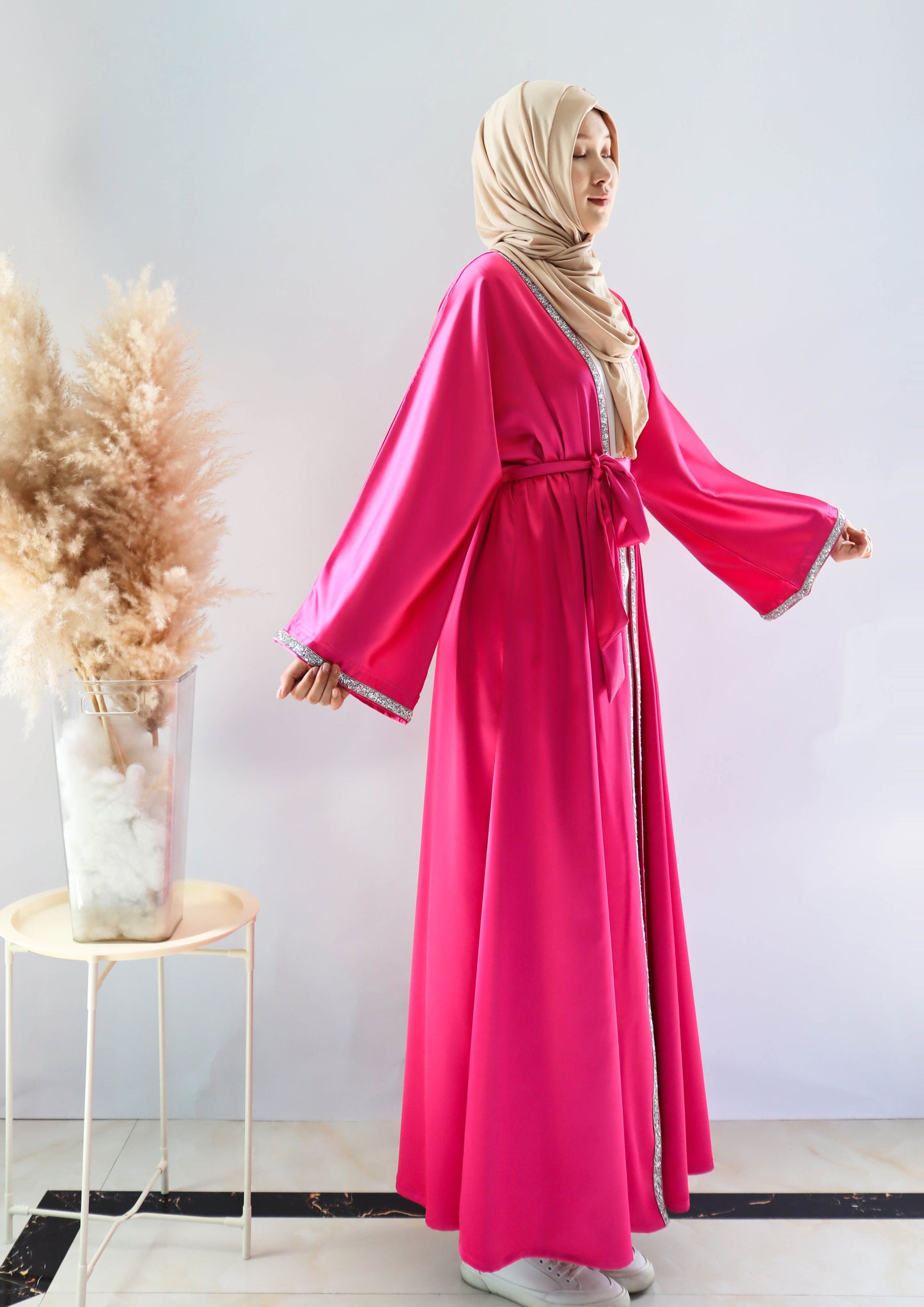 009 SATIN DIAMONDS OPEN ABAYA