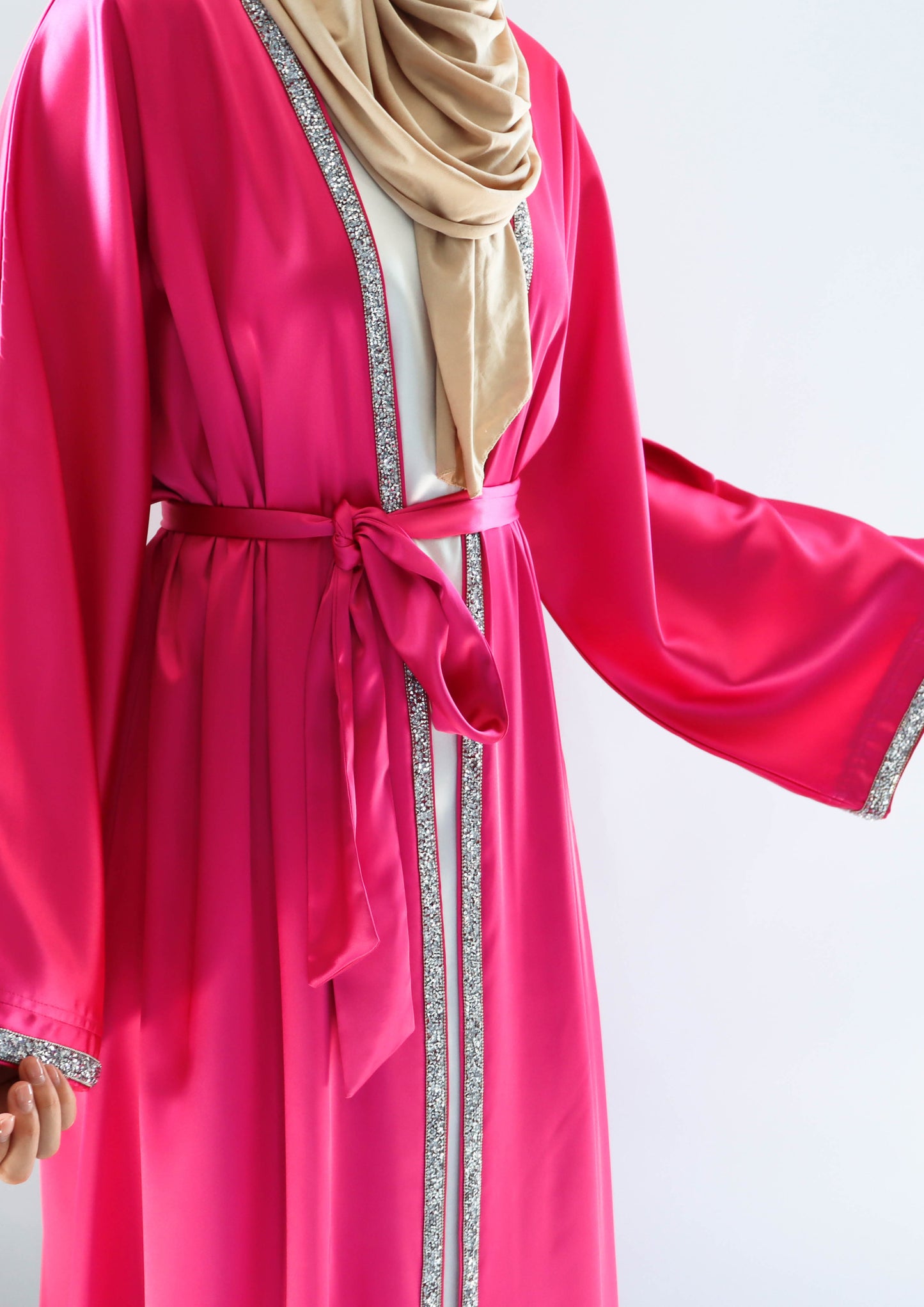 009 SATIN DIAMONDS OPEN ABAYA