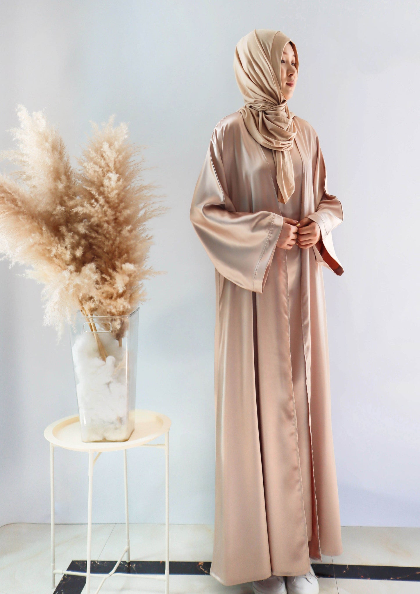 011 SATIN DIAMONDS OPEN ABAYA