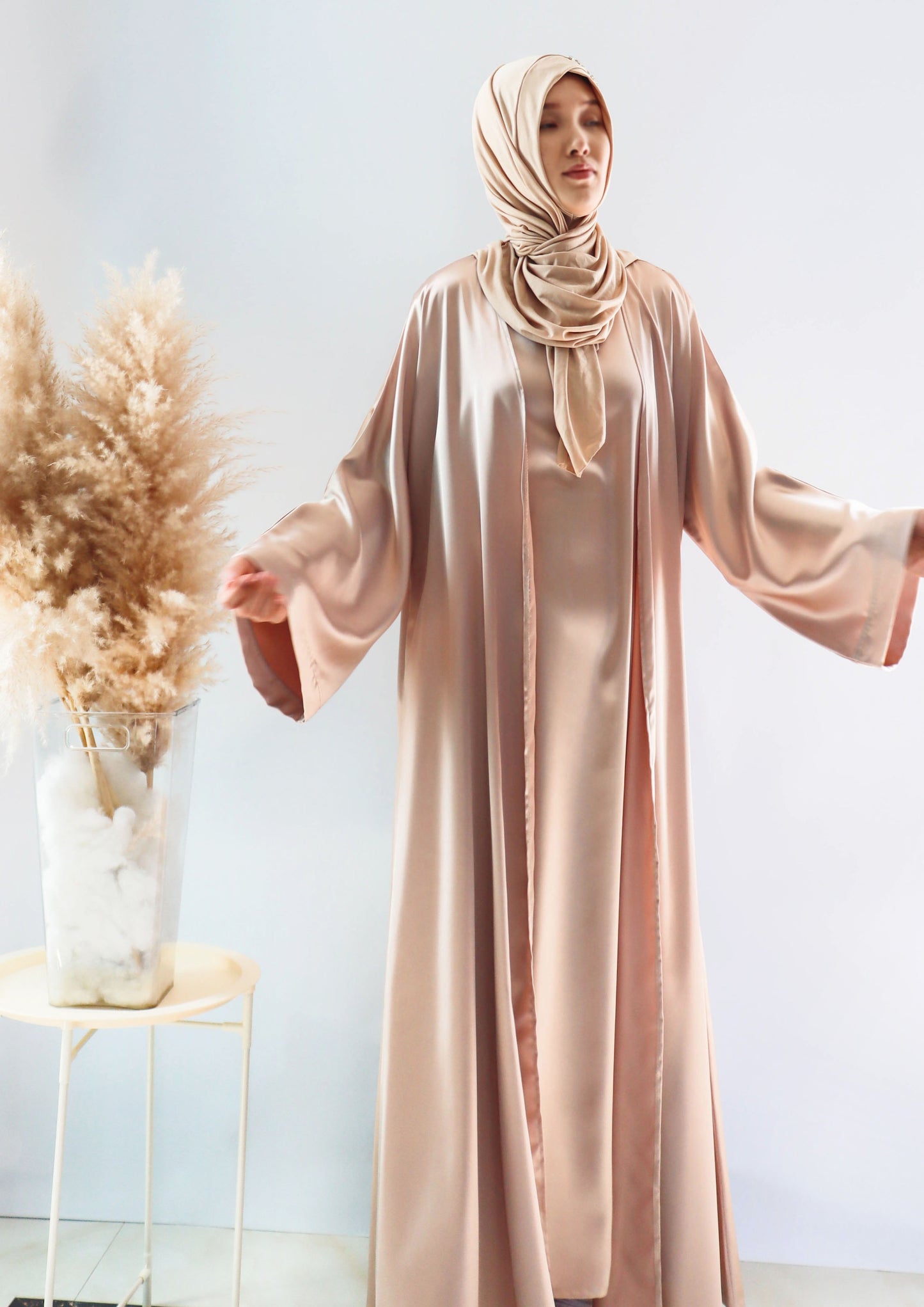 011 SATIN DIAMONDS OPEN ABAYA