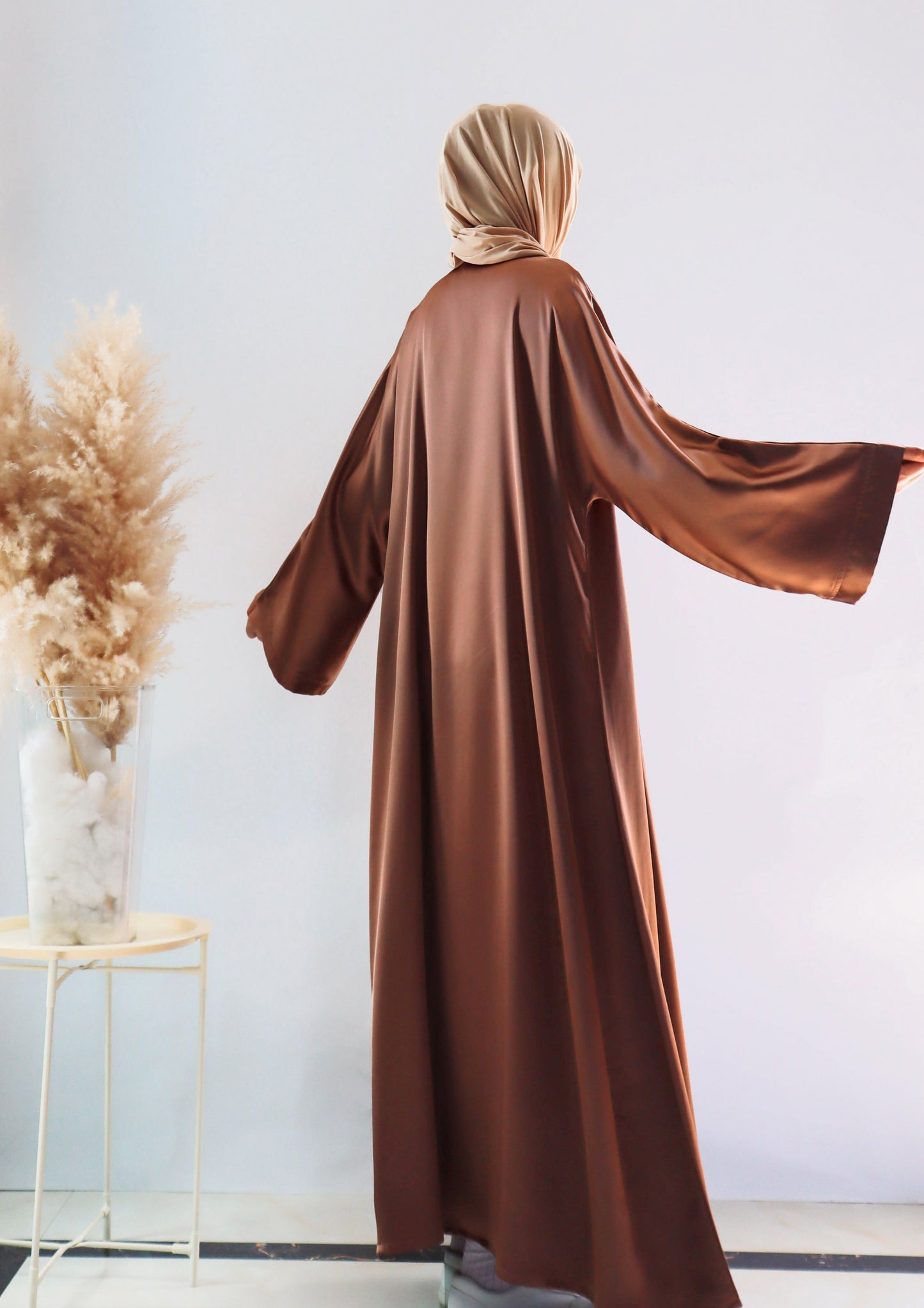 012 SATIN DIAMONDS OPEN ABAYA