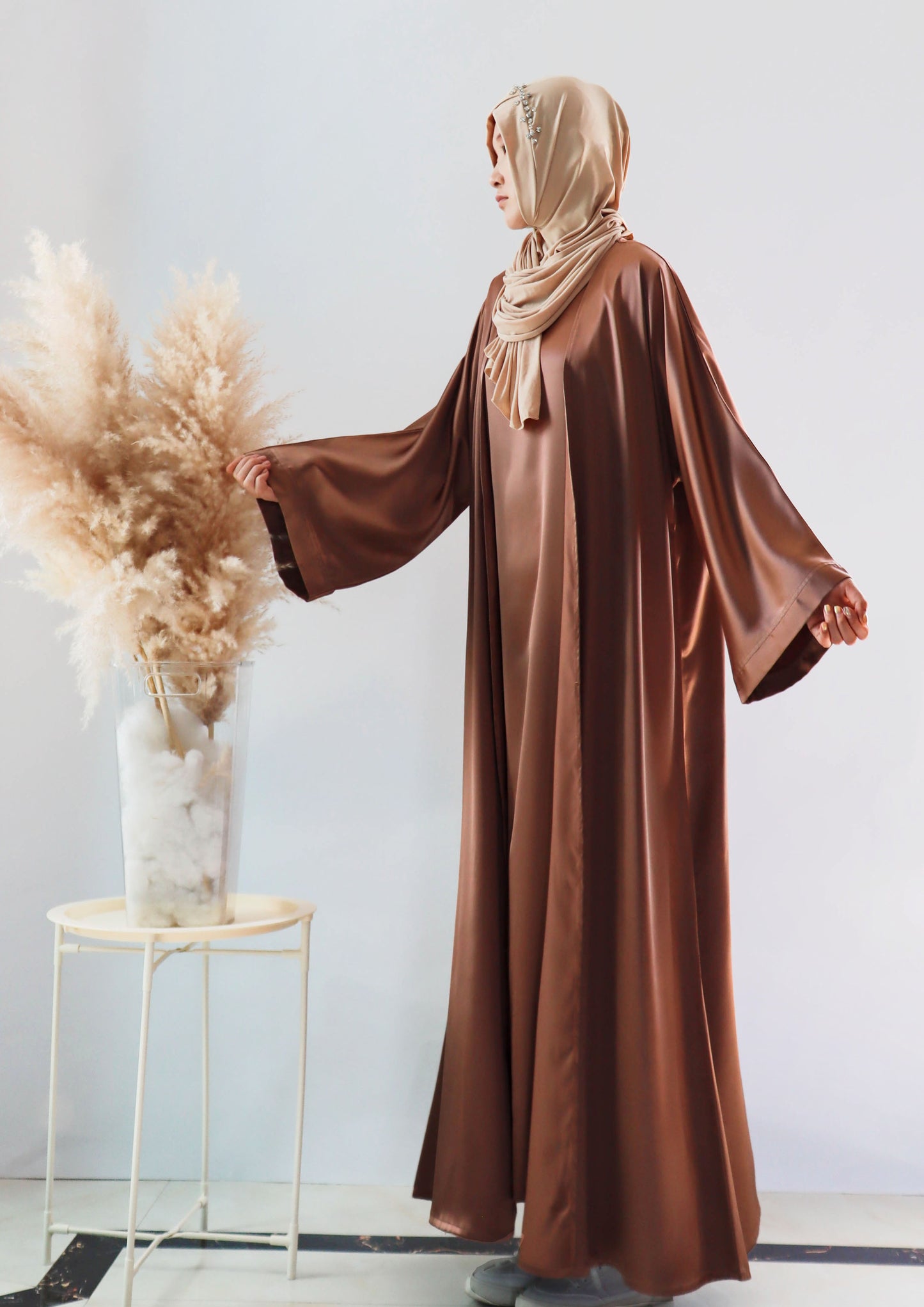 012 SATIN DIAMONDS OPEN ABAYA