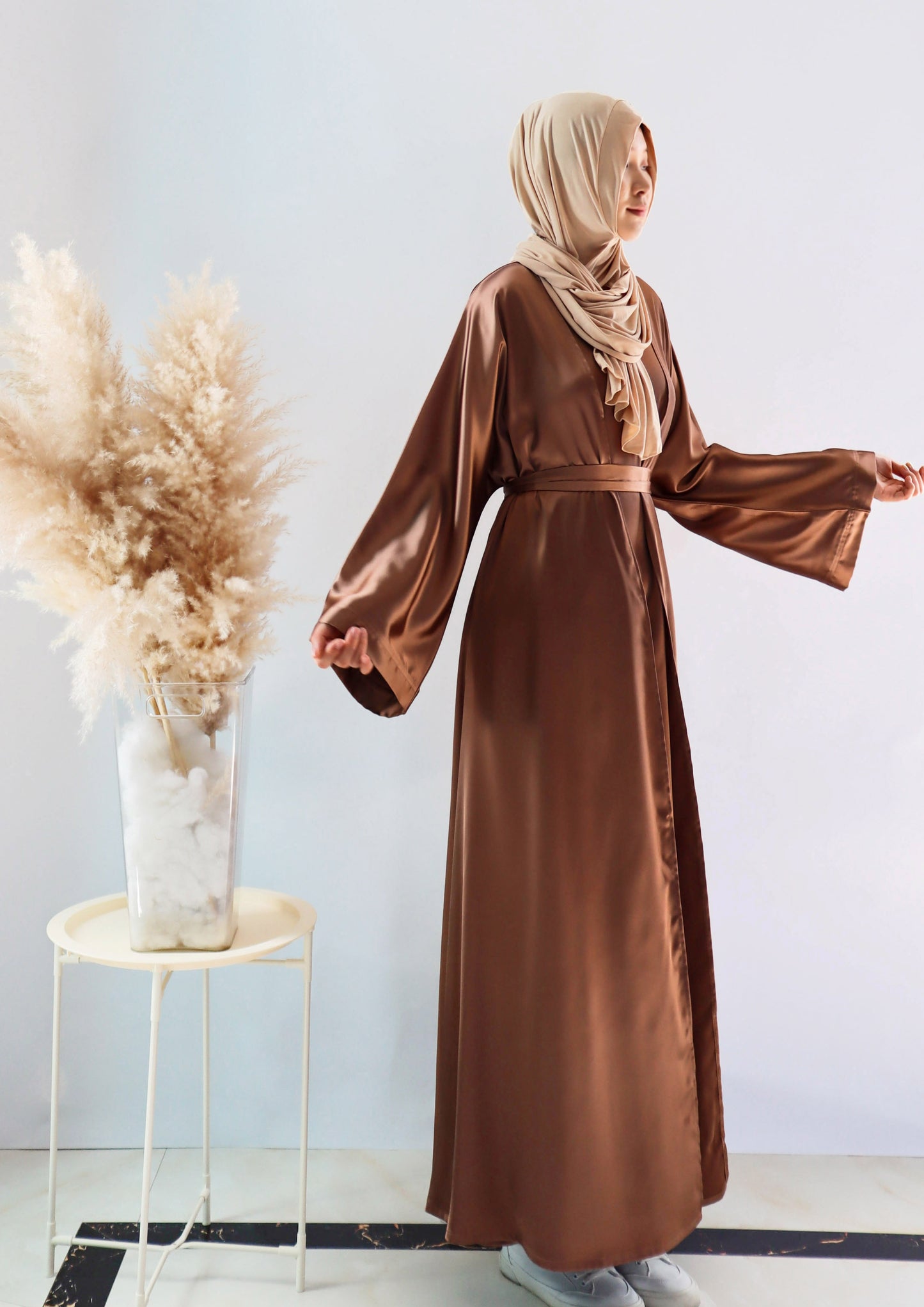 012 SATIN DIAMONDS OPEN ABAYA