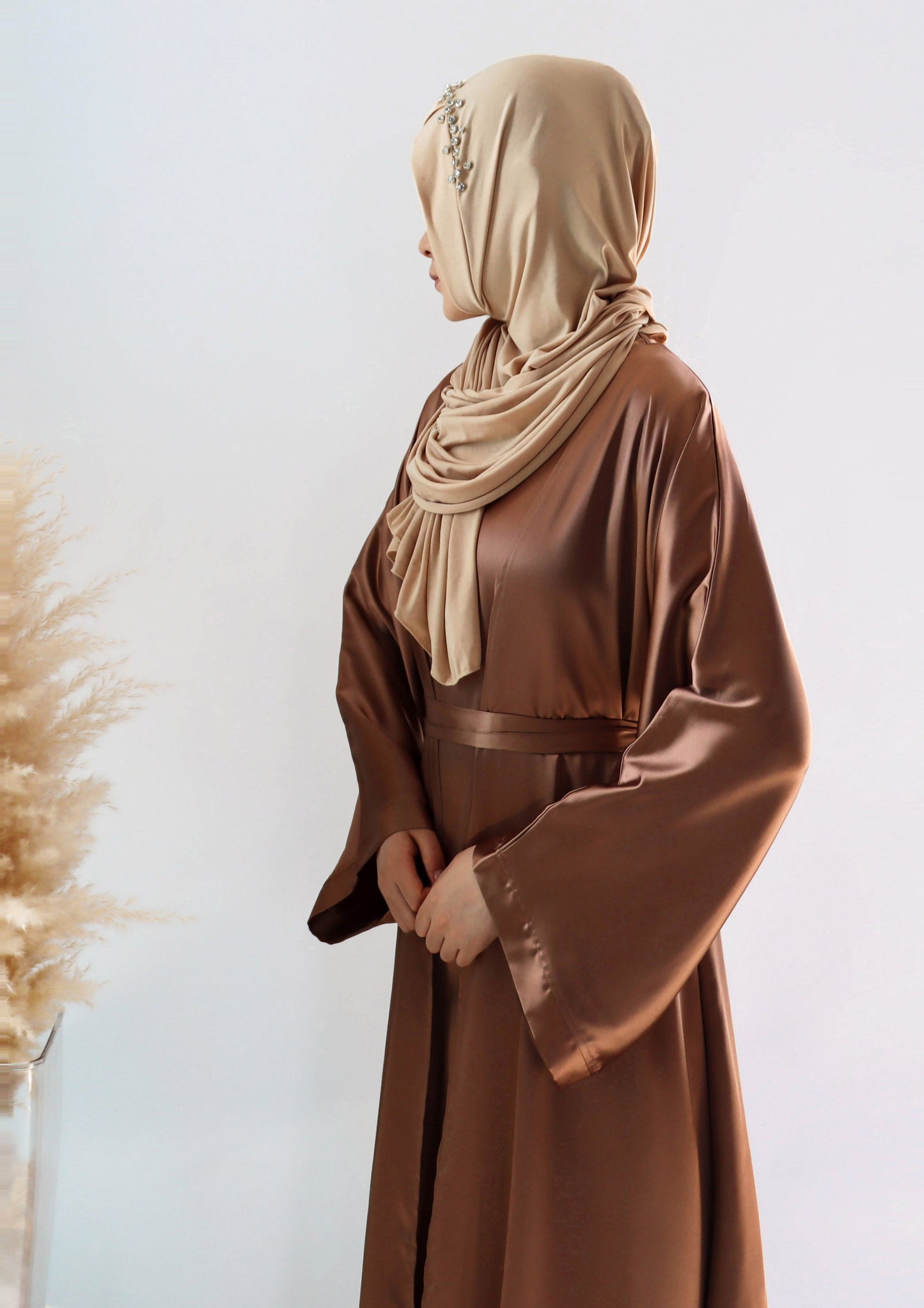 012 SATIN DIAMONDS OPEN ABAYA