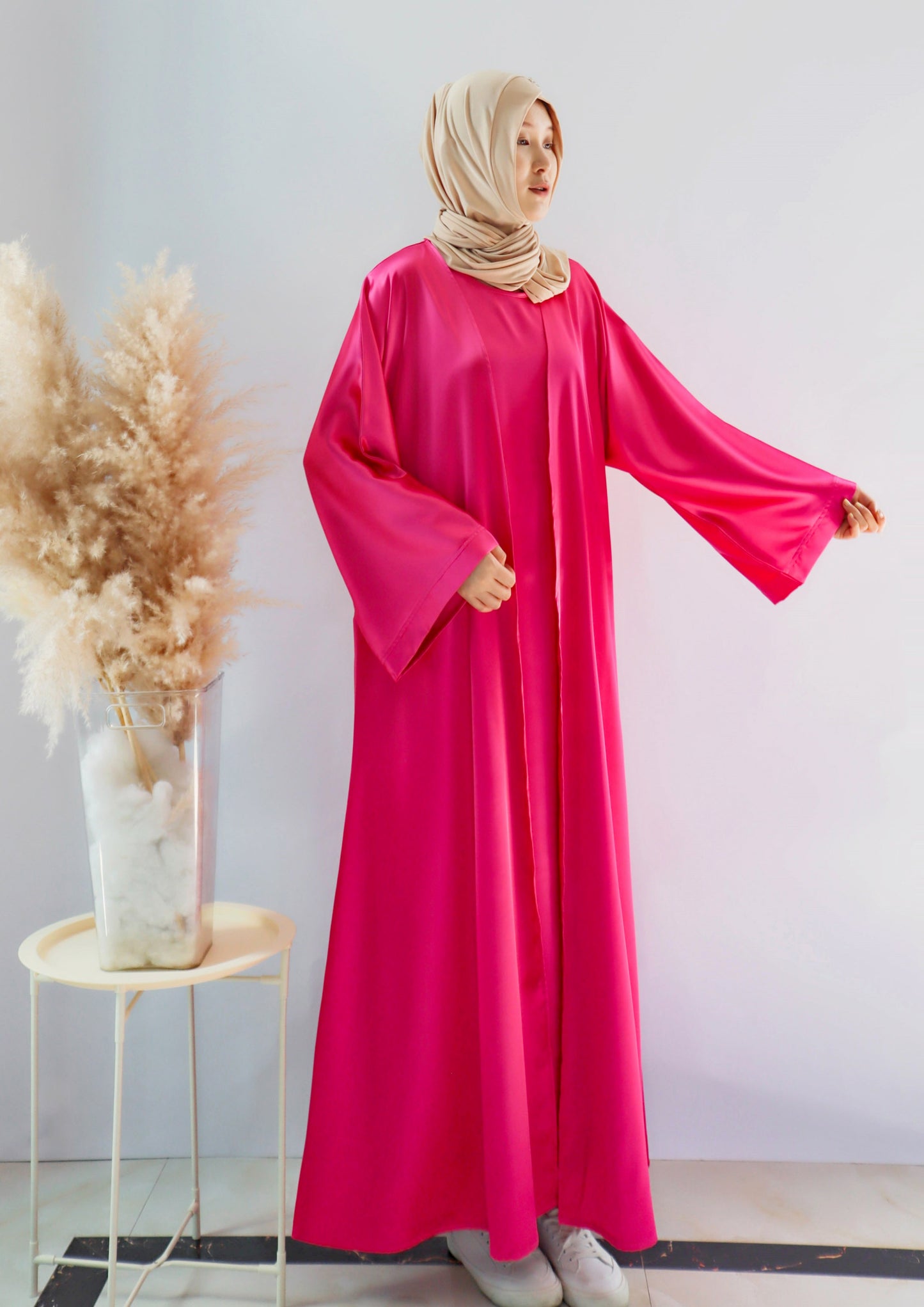 018 SATIN DIAMONDS OPEN ABAYA