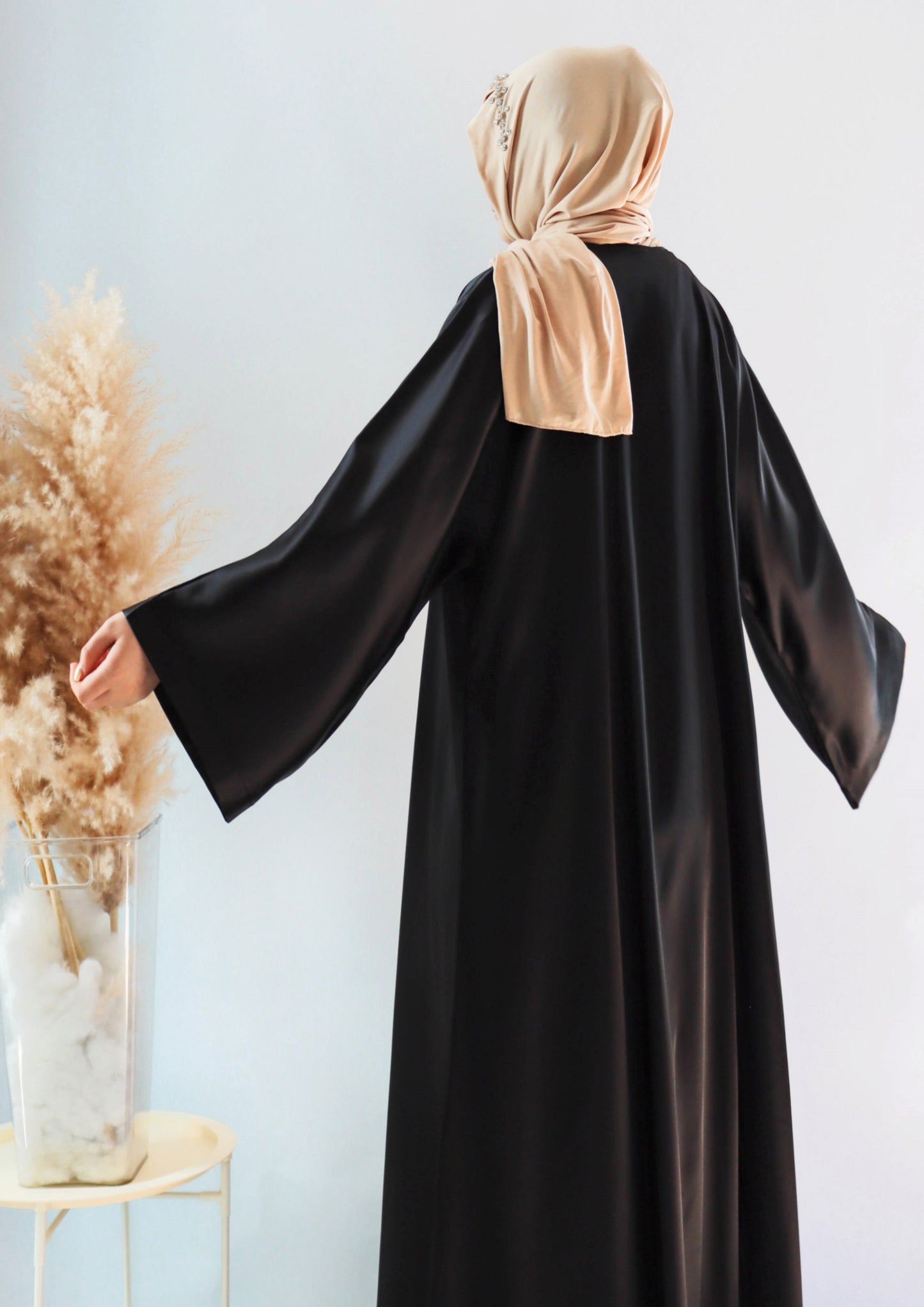 020 SATIN DIAMONDS OPEN ABAYA