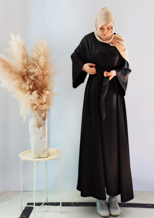 020 SATIN DIAMONDS OPEN ABAYA